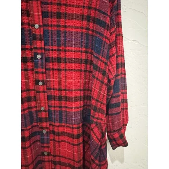 Loft Plaid Mini Shirt Dress Long Sleeve Size Small NWOT Red - Picture 10 of 14